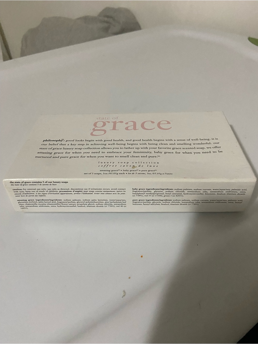 Philosophy State of Grace Boxed 3 Bars Soap Amazing Baby Pure Grace Discontinued